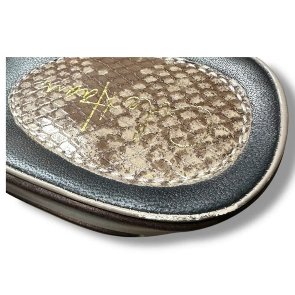 Y2K Vintage Cole Haan Nike Air Slide Sandals 10 Tan Snake Print Comfort Heels‎